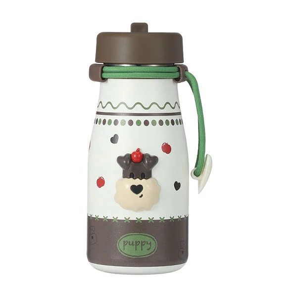 Nerūdijančio plieno pieno butelis su šiaudeliais